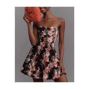 Maeve 'Strapless' Black Flounce Mini Dress Size 2P